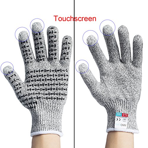 InnoBeta Schnittschutzhandschuhe Arbeitshandschuhe schnittfeste Touchscreen Anti-Rutsch Grip Handschuhe – Hochleistung Level 5 Schnittschutz Grau (XL) - 2
