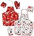 Produktbild 2 * 3 tlg. Kochset _ Schürze + Topflappen + Topfhandschuh - " Schneeflocken & Rentiere - Weihnachten " - Set für Erwachsene & Kinder - Größenverstellbar - 100 % Baumwolle - fleckabweisend - beschichtet - Schürze / Damen Männer & Jungen - Kochschürze / Grillschürze - Chefkoch / Ofenhandschuh - Weihnachtsbraten / X-Mas - Kinderkochset - Plätzchen backen