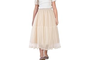 Happy Cherry Tüllrock Mädchen Langer Rock Kinder Mesh Chiffon Maxirock Überlagerter Mehrlagiger Faltenrock Elastischer Hoch Taillierter A Linien Tutu Midi Rock 110-160