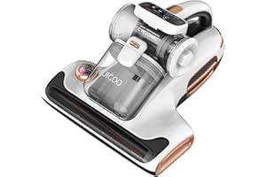 JIGOO Aspirador Acaros, 700W Aspiradora Antiacaros y 15Kpa Aspiración al vacío, Pantalla Inteligente, Sensor de ácaros, Poco Ruido, Calienta y Seca rápidamente colchones, Ropa de Cama y sofás