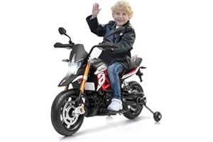 COSTWAY Aprilia Moto Electrique Enfants, Véhicule 12V pour Enfants 3 à 8 Ans avec Lumières LED, Avant et Arrière, Musique MP3 et 2 Roues Auxiliaires Antidérapantes, 110 x 57 x 71 CM, (Rouge)…