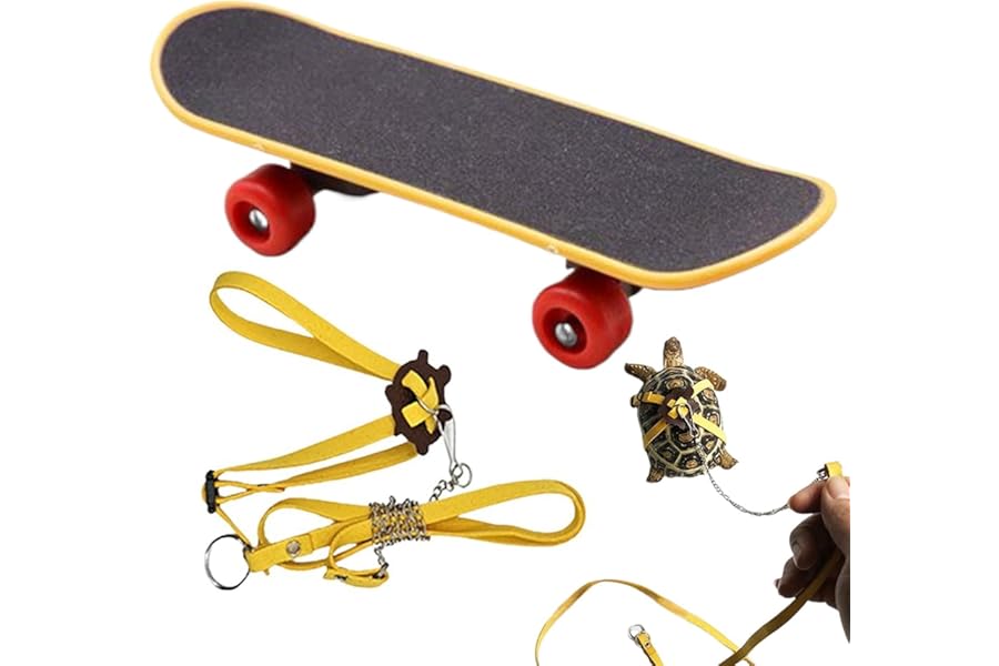 Fizepgo Versatile Bearded Dragon Harness Reptile Skateboard | Tortoise Rope And Skateboard Set - Practical Tortoise Walking Rope Turtle Toy For Small Reptile Pets