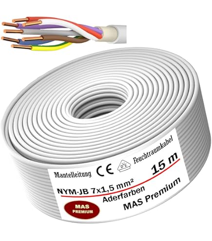 Lapp NYM-J 3G1,5 Mm² Installationskabel – 10 Meter, Grau, Für Feuchträume & Inneninstallation