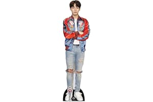 STAR CUTOUTS Cardboard CS749 Lifesize Standee with Free Desktop Cutout of Jeon Jung-Kook (Jungkook) Red Jacket Bangtan Boys, Solid, Multicolour