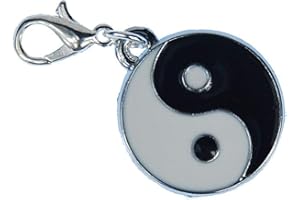 Miniblings Yin Yang Yoga Charm Zeichen Taijitu schwarz weiß - Handmade Modeschmuck I Kettenanhänger versilbert - Bettelanhänger Bettelarmband - Anhänger für Armband