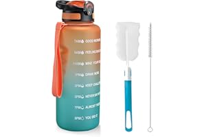 MOLEKSDAL 1.5 L Trinkflasche, BPA-freies Tritan-Material 1500 ml Große Sportwasserflasche mit Trinkhalm und Zeitmarkierung, das beste Zubehör für Sport, Fitness, Laufen, Wandern - Spülmaschinenfest(Blau / Lila)