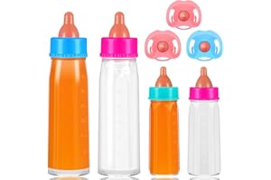 CHONGQILAO Biberon Magico para Muñecas, 7 Piezas Accesorios para Muñecas Bebé, Divertidos Biberones Mágicos para Muñecas con Chupete, Biberón Mágico Muñecos Bebes, Simulación de Alimentación Juguete