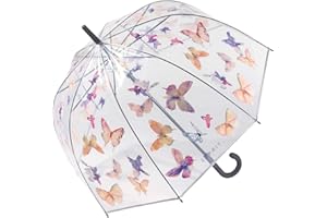 Esprit - Paraguas, largo, forma de hongo, tiras de color cobre