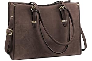 NUBILY Handtasche Damen Shopper Damen Groß Umhängetasche Laptoptasche 15.6 Zoll PU Leder Aktentasche Frauen Gross Arbeit Schule Business Tasche (Kaffee)