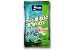 Tirma Caramelle all'Eucalipto e Mentolo| Senza Zucchero | Caramelle Dure al Gusto di Eucalipto e Mentolo| Adatte ai Diabetici |Senza glutine | Vegane | Confezionate Singolarmente | Sacchetto da 275gr