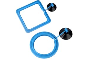 SENZEAL 2 Stück Futterring Aquarium Fischfutterring Fisch Fütterungsring mit Saugnapf Feeding Station Fisch Tank Futter Quadrat und Runde Kunststoff Blau (Normale Version)