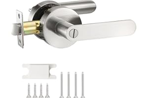 Coolty Pomello porta serratura interna chiave scatto sicurezza casa ufficio posto di lavoro (leva maniglia argento)