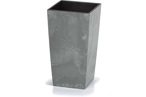 Deuba® Macetero Alto Grande 49L Plantas Maceta con Inserto Flores Interior Exterior 32,5x32,5x61cm Gris