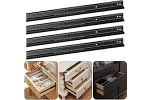 AULYUN 2 paires Glissière pour Tiroir 250mm Sortie Totale, Coulisses de Tiroir à Billes, Charge 45kg, Noir