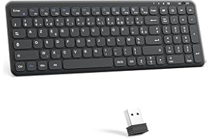 OMOTON Clavier sans Fil USB 2.4 Ghz, Clavier AZERTY sans Fil Silencieux pour Windows 11/10/8/7, PC, Ordinateur Bureau/Portable, 12 Raccourcis Multimédias, Ultra-Mince, Noir