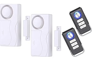 Lancoon Door Alarm with Remote 2 Pack, Wireless Home Security Window Open Magnetic Sensor Burglar Alert for Home Garage Apartment Kids Safety