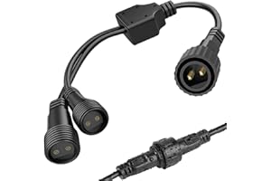yowin Connecteur pour Guirlande Exterieure, 2 Broches Connecteur Electrique IP65 Étanche pour LED Lumières de Noël, 3 Fils Adaptateur pour Guirlande Lumineuse, Rideau Lumineux, Lumière Extérieure