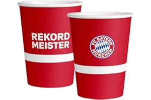 AMSCAN FC Bayern München Pappbecher 6 Stück Tischzubehör rot-weiss-blau 500 ml - Rot