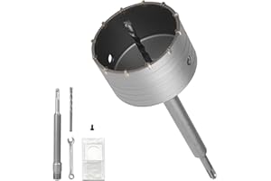 EXLECO Sierra Corona Hormigon 100mm, con SDS PLUS Adaptador de 220mm y Brocas de Centrado, Perforadora Hormigon de Corona Redonda, para Brocas Pared, Mampostería, Ladrillo, Cemento