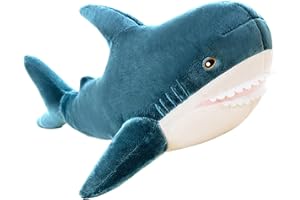 Kekeso Requin Géant en Peluche Oreiller Peluche Peluche Requin Bleu Oreiller Animal Confortable Oreiller de Couchage Coussin de Dos Poupée Cadeau pour Les Enfants (60cm/23.62inch, Blue)