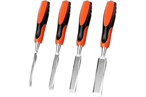 Traxenta Ciseaux a Bois, Burin Sculpture Gouge Outillage, Kit Outils Ciseau Menuisier, Couteau Gouges Menuiserie Ciseau à Rainurer pour le Travail du Bois, Utils Robustes de 6Mm, 12Mm, 18Mm et 25Mm