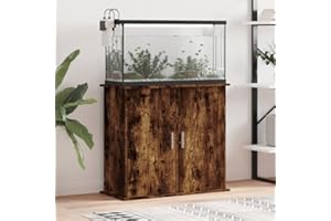 Homgoday Supporto per acquario in legno di quercia affumicata, 81 x 36 x 73 cm, mobiletto per acquario, mobiletto per acquari, supporto sicuro per casa, soggiorno, animali e articoli per animali