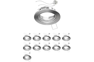 ‎LEDSCOM.DE ledscom.de 12 Stück Decken-Einbaurahmen FERE Einbaurahmen chrom matt (LED/Halogen/MR16/50mm) inkl. GU5.3 Fassung