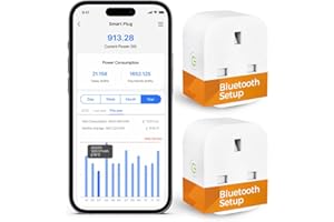 REFOSS Smart Plug Works with Alexa, Google Home, Bluetooth Smart Socket with Energy Monitoring Support App Remote Control, Voice Control, Timer, No Hub Required, 13A,2 Packs