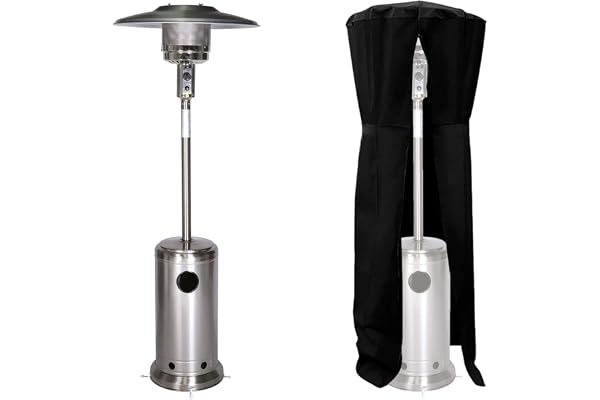 Parasol chauffant OSLO - chauffage d'extérieur au gaz inox + housse de protection