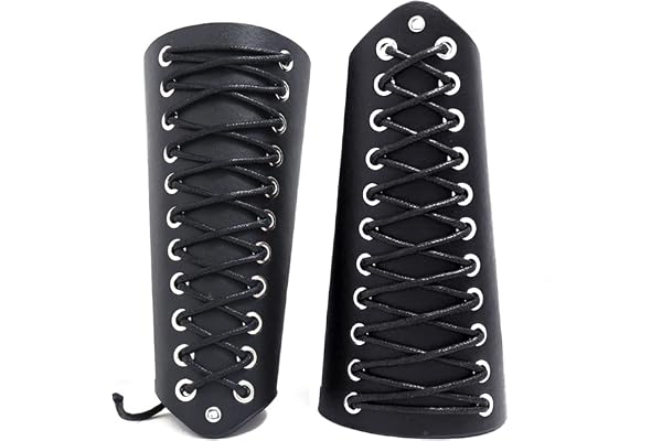 GORGECRAFT 2PCS Cuir Bracer Gauntlet Bracelet Médiéval Armure Viking Poignet Bande Gardes Bras Garde Tir à l'arc Boucle Brassards Unisexe Cuir Poignets Brassard Bijoux Costume Kit pour Hommes (Noir)