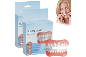 MADGININE Denture Reline Kit,Denture Silicone Reline Kit,Bikenda Silicone Reline Denture Set,Silicone Reline Denture Set,with Teether,Teeth Repair Kit,Suitable for Men and Women (2 Sets)