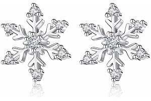 Cangall Zestaw biżuterii na Boże Narodzenie, srebro wysokiej próby 925, płatek śniegu, zestaw biżuterii dla kobiet, 45 + 5 cm, srebrny łańcuszek z zawieszką w kształcie płatka śniegu, słodkie srebrne