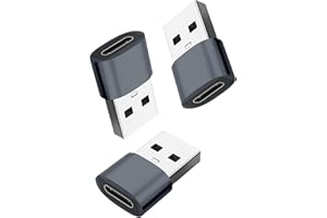 LBMONKEY USB to USB C Adapter 3 Pack Plug & Play Type C to USB Adaptor for Fast Charging&Data Sync, High Heat-Resistant Aluminium Alloy USBC to USB Adapter Cable Converter for Notebook Tablet Smartphone Grey