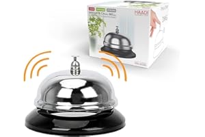 HAADI Reception Call Bell Stainless Steel Hand Held Desk Service Bell Attention Call Ringer Counter Bell for Hotels, Schools, Restaurants, Reception Areas