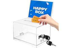MAGICLULU 1Pcs Acrylic Donation Box with Lock Clear Ballot Box Collection Box Comment Box for Voting Coin Card Collection