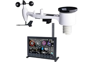 ECOWITT Estación Meteorológica con Sensor Externo HP2561, 7 en 1 WiFi Alimentado por Energía Solar con Sistema de Monitoreo Remoto, Pantalla TFT de 7 Pulgadas para Previsión del Tiempo para Jardín