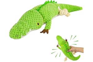 LALFPET Quietschendes Hundespielzeug, Plüsch-Hundespielzeug mit Knisterpapier, Kauspielzeug, gefülltes interaktives Hundespielzeug für mittelgroße und große Hunde, Kauspielzeug, Mr. Crocodile