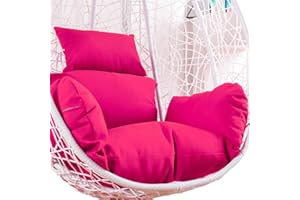 DKIEI Hanging Basket Swing Chair Cushion, Egg Chair Cushion Replacement with Headrest Pillow, Hanging Basket Seat Cushion Hammock with Filling Cotton for Outdoor Indoor, Magenta(Cushion Only)
