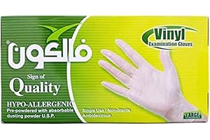 Falcon Vinyl Gloves - Clear Pre-Powdered, 100 Pieces, Large