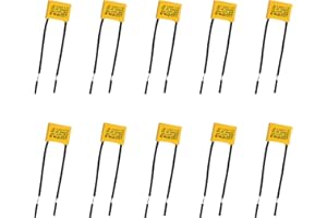 DEWFIGS ㅤ Pack de 10 Condensateurs Polypropylène, Condensateur Sécurité 0,22µF 275V X2, Condensateurs de Suppression pour Lampes LED Clignotantes, Réduction des Interférences dans Divers Appareils Électroniques