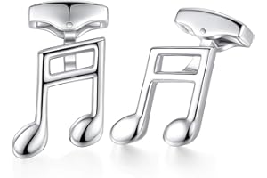 HONEY BEAR Nota musical Gemelos para hombres -acero inoxidable para regalo de boda de negocios,Plata