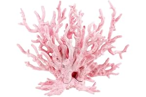 Ancllo Corallo artificiale per acquario, pianta ornamentale in resina colorata, rosa, 17 x 13 cm