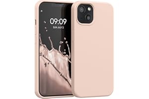 kwmobile Carcasa Compatible con Apple iPhone 13 Funda - Case TPU y Silicona antigolpes - Apto Carga inalámbrica - Beige Rosa Claro
