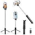 HOLD UP Selfie Stick with Tripod Stand, 3 in 1 Multifunctional Design, Rechargable LED Light with Two Brighness Levels for Make up, Selfie, Vlogging & Photo Shoot, Selfie Stick with Bluetooth Remote