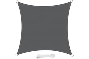 swift Sonnensegel 2x2 Meter Quadratisch UV Schutz HDPE Wetterbeständig Atmungsaktiv Quadrat 2x2m Sonnenschutz Balkon Garten und Terrasse, Anthrazit