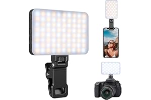 King Ma Światło do selfie do iPhone'a, oświetlenie LED Clip-on, 3 tryby kolorów, diody LED z inteligentnym czujnikiem światła, akumulator 2000 mAh, lampka do kamery do wideokonferencji/TikTok Live