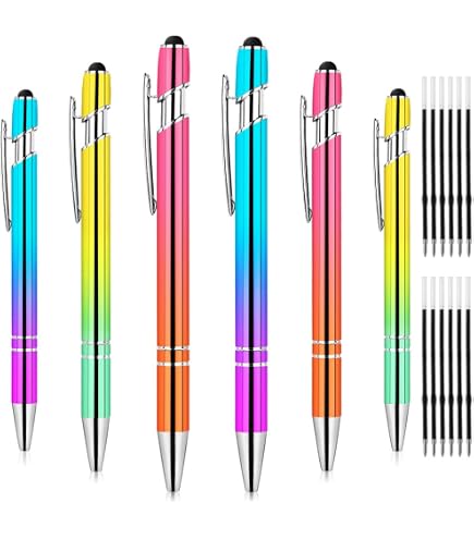 YOKIVE 2-Pack Ballpoint Pens With Stylus Tip & LED Flashlight - 3-in-1 Metal Shell Writing Tools In Red