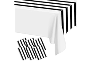 PIXHOTUL Tischläufer, Schwarz Und Weiß Gestreift, 35 X 275 cm, Schwarze Streifen, Kunststoff, Einweg, Klassisch, Gestreift, Tischdekoration Für Partys, Hochzeiten, Esszimmer, Feiern, 6 Stück