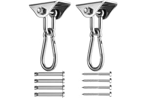 Awroutdoor 2 sztuki 450 kg, obracane o 180°, ciche haki sufitowe, huśtawka, stal nierdzewna, wyciszenie, 4 śruby do zestawów drewnianych, hamak, krzesło