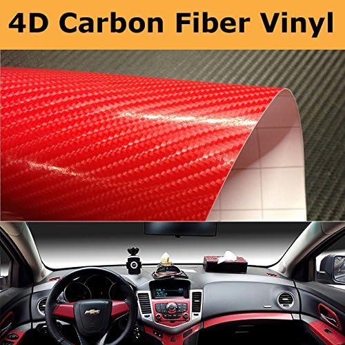 4D Glossy Red Carbon Fibre Vinyl Wrap Gloss Sheet Air Free diffrent Sizes (2m x 1.52m)